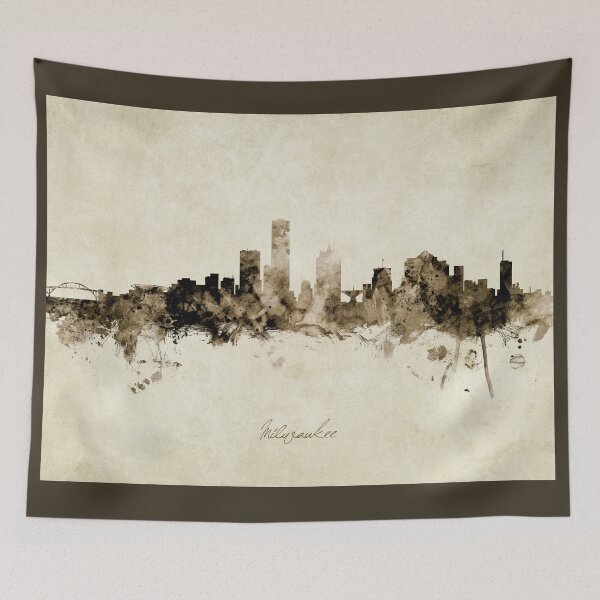 Aperçu de l'œuvre Milwaukee Wisconsin Skyline créée et vendue par ArtPrints.