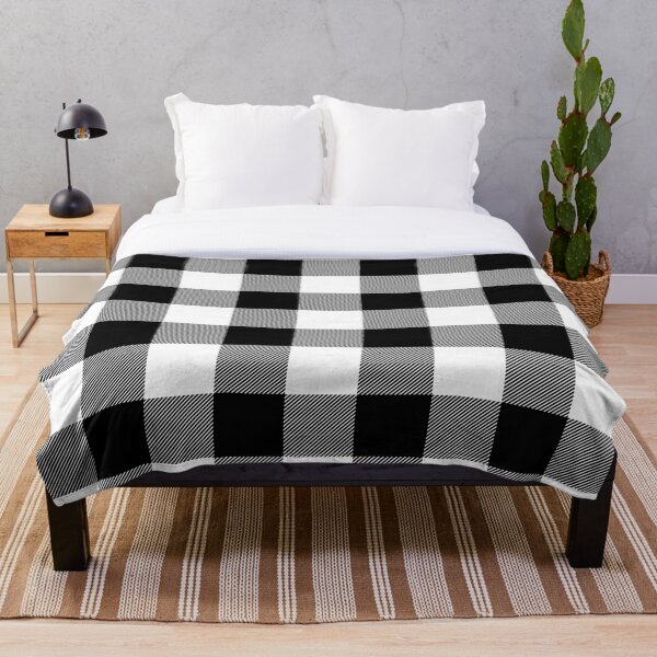 Black and White Plaid Throw Blanket