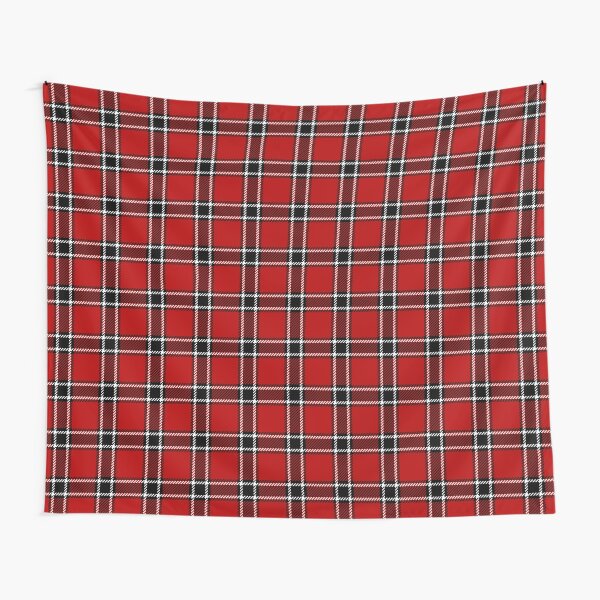 Red Black and White Tartan Tapestry