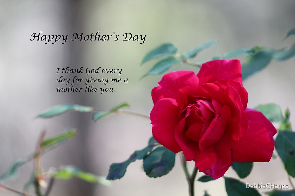 "Happy Mother's Day Red Rose" by DebbieCHayes Redbubble