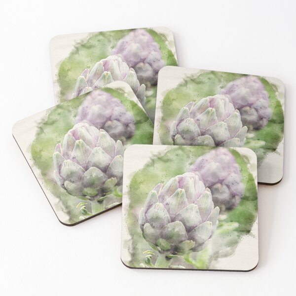 Item preview, Watercolour: Globe artichoke flowers in a growing garden designed and sold by bailey-cooper.