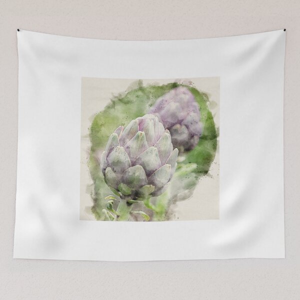Item preview, Watercolour: Globe artichoke flowers in a growing garden designed and sold by bailey-cooper.