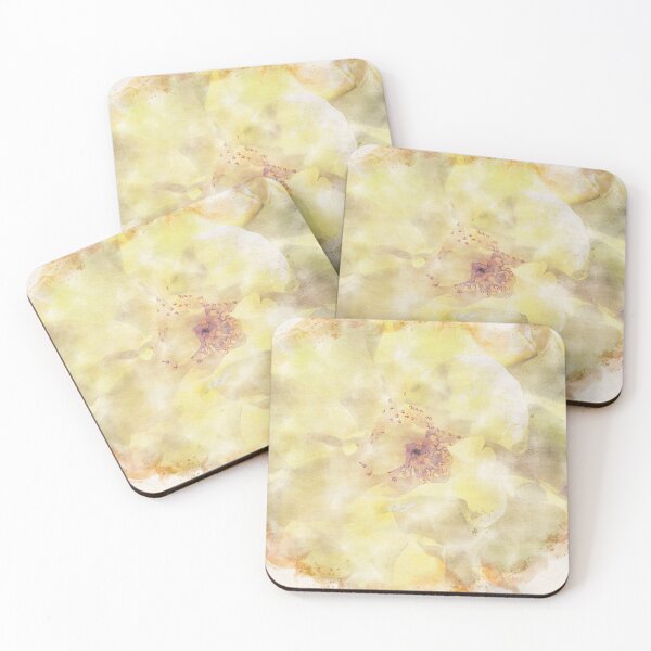 Item preview, Plan view minimalist watercolor of a yellow dog rose.  designed and sold by bailey-cooper.