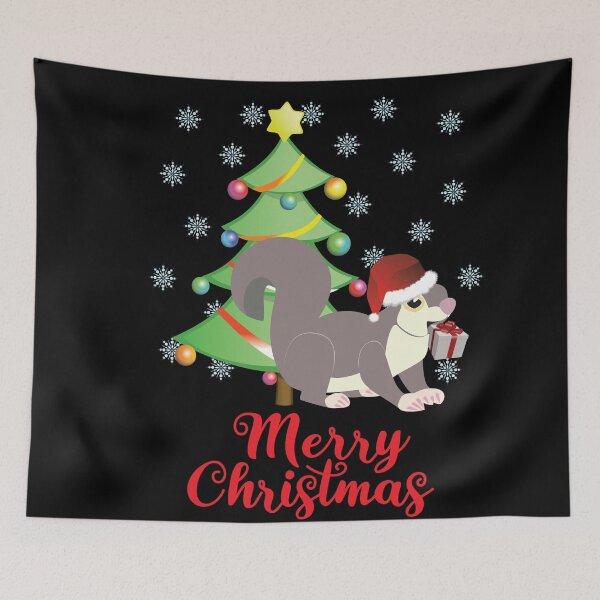 Item preview, Merry Christmas Squirrel with Tree and Gift Design.  designed and sold by OMyDesigns.