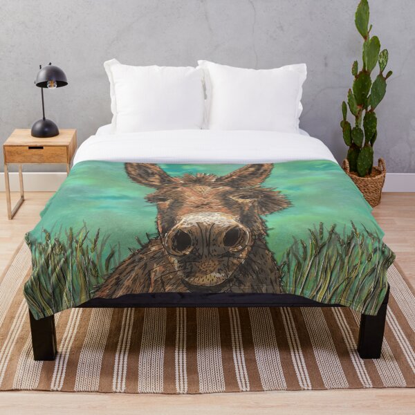 Little Brown Donkey Throw Blanket