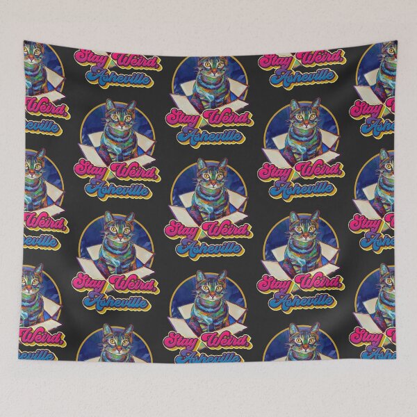 Item preview, STAY WEIRD, ASHEVILLE Cosmic Cat in a Box by Robert Phelps designed and sold by RobertPhelpsArt.