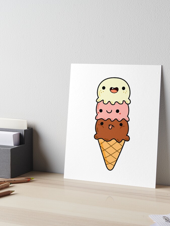 Kawaii Triple Scoop Ice Cream Cone by kawaiilife, Redbubble