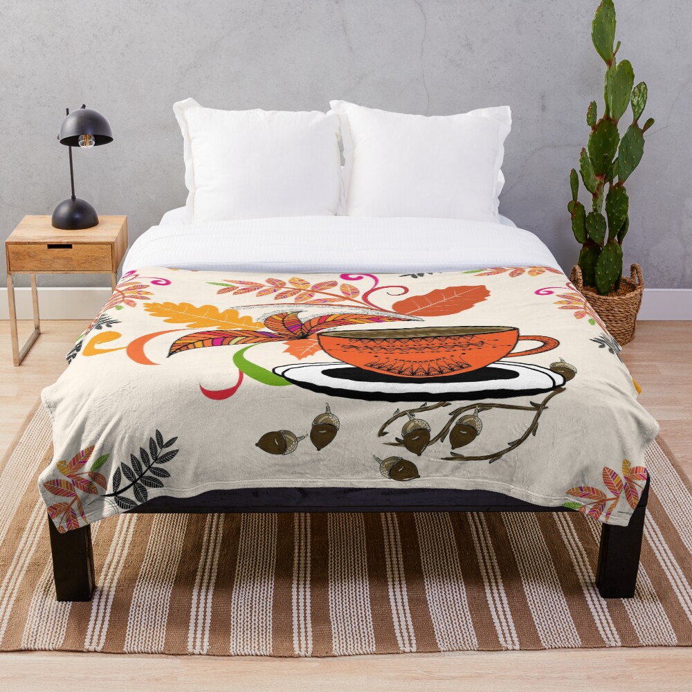 "Autumn Hello October" Throw Blanket by famenxt Redbubble