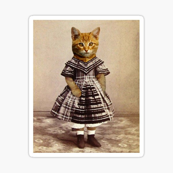 Sepia Copy of Ginger Kitten Girl Sticker