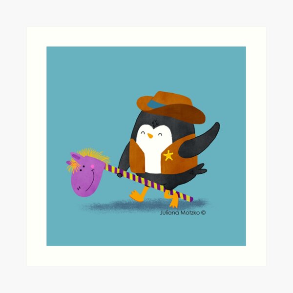 Cowboy Penguin Art Print