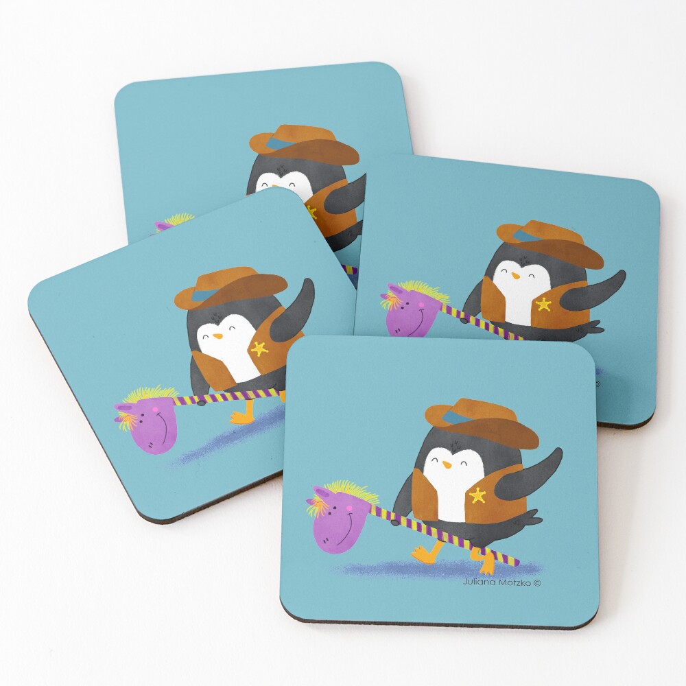 Cowboy Penguin Coasters (Set of 4)