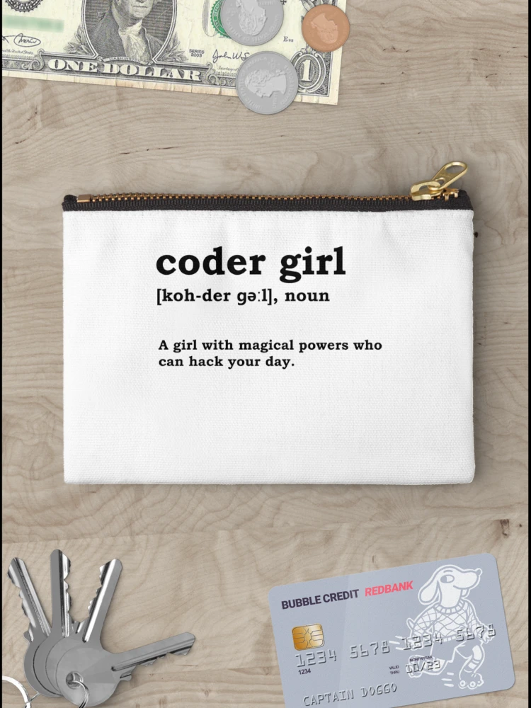 Thumbnail 3 of 4, Zipper Pouch, Coder Girl Computer Science Programming Computer Nerd Girlfriend designed and sold by LeMuesch.