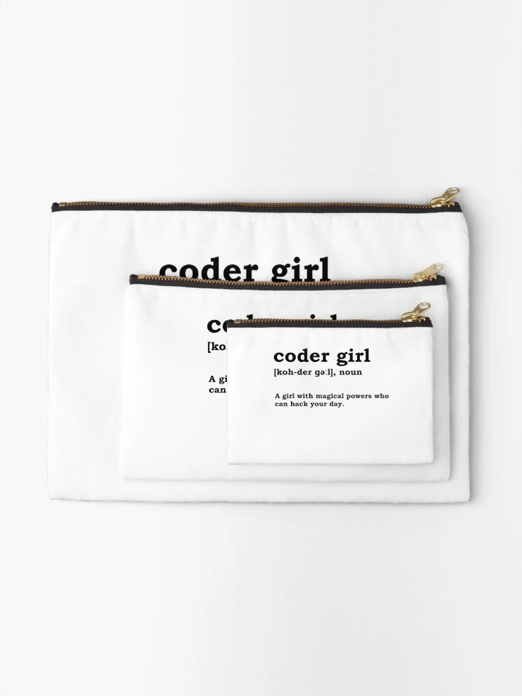 Thumbnail 2 of 4, Zipper Pouch, Coder Girl Computer Science Programming Computer Nerd Girlfriend designed and sold by LeMuesch.