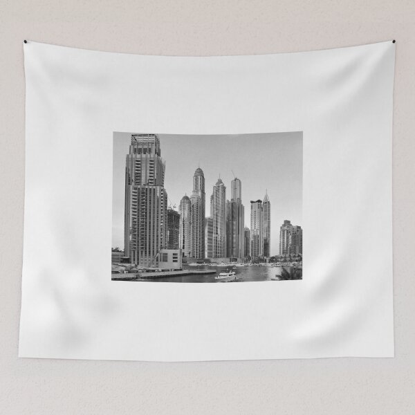 Item preview, Dubai Marina Black & White Skyline designed and sold by SkatingGirl.