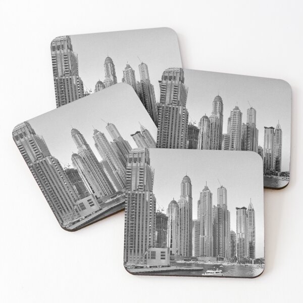 Item preview, Dubai Marina Black & White Skyline designed and sold by SkatingGirl.