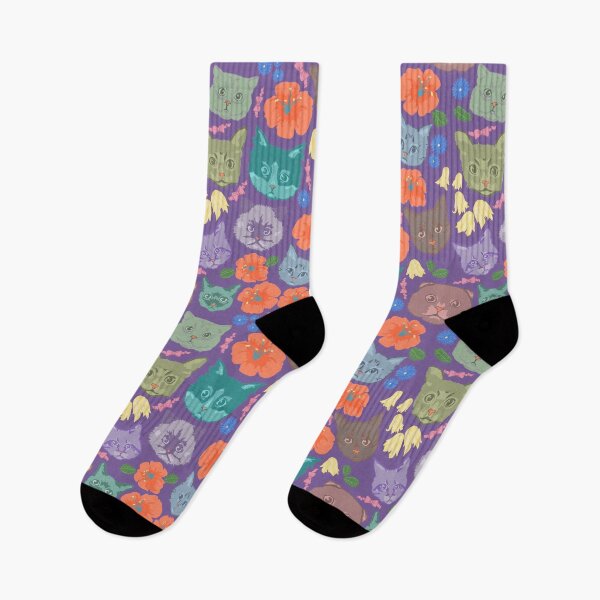 Item preview, Cats and Flowers (Dusty Violet) designed and sold by MaGJiC Art.