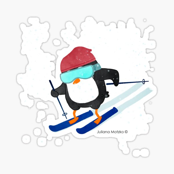 Skiing Penguin Sticker