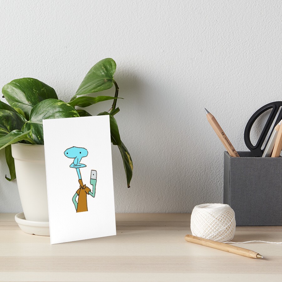"cursed Squidward mirror selfie" Art Board Print by amywenn Redbubble