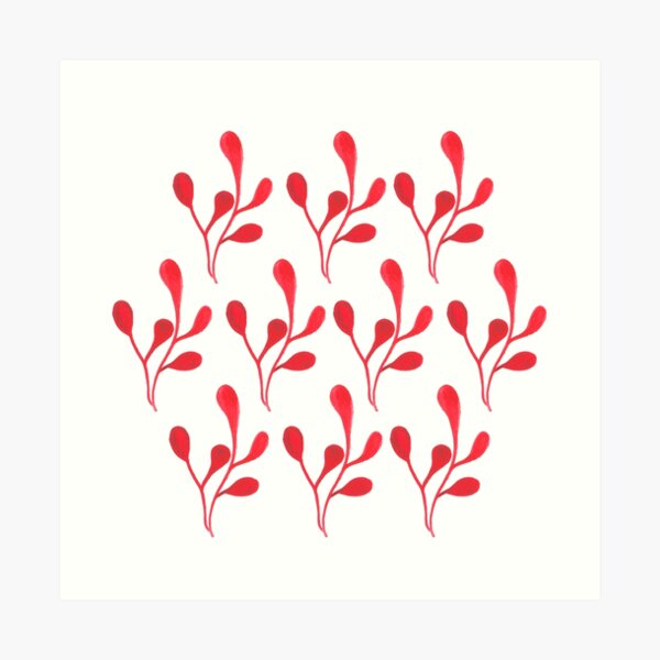 Red leaf pattern Art Print