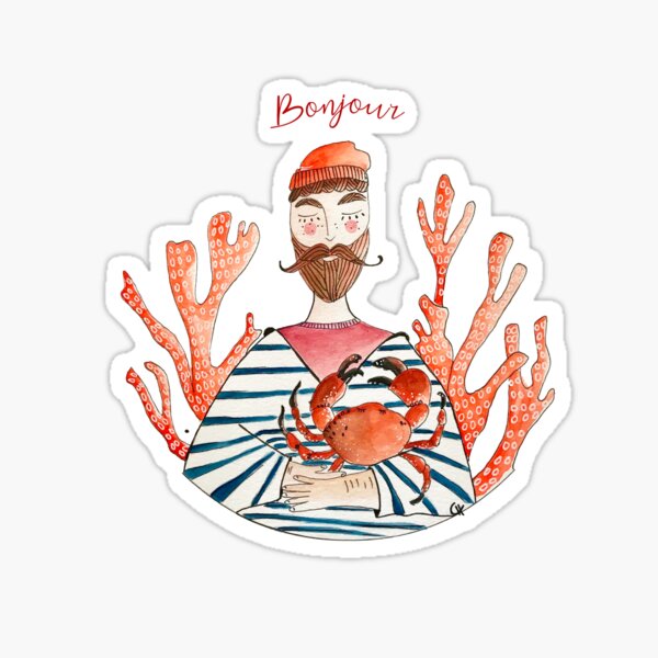 le marin et le crabe hello Sticker