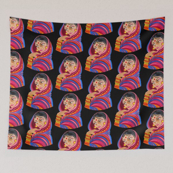 Item preview, Hindu Woman Acrylic Painting designed and sold by Ivy Lily Art.