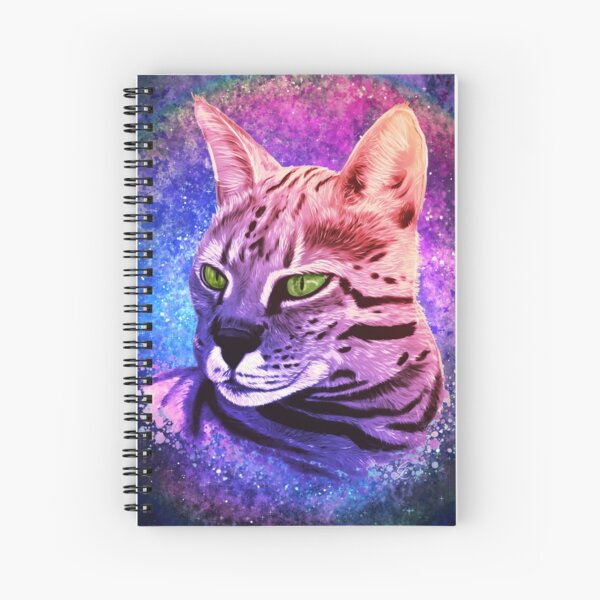 Colorful Savannah Cat Spiral Notebook