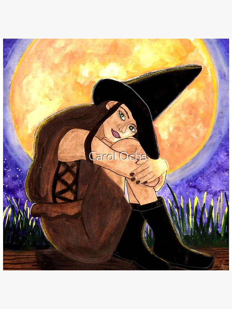 Thumbnail 2 of 2, Tote Bag, Warmed By The Moon - Witch Halloween Art designed and sold by CarolOchs.