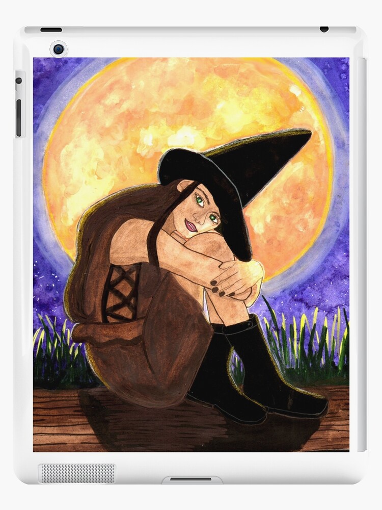 Thumbnail 1 of 2, iPad Case & Skin, Warmed By The Moon - Witch Halloween Art designed and sold by Carol Ochs.