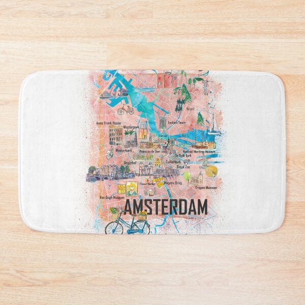 Item preview, Amsterdam Netherlands Illustrated Map with Main Roads Landmarks and Highlights designed and sold by artshop77.