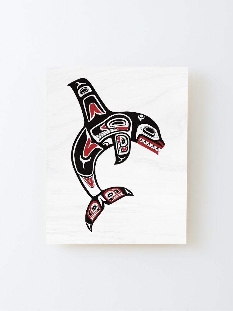 Alternate view of Pacific Northwest Native Orca Killer Whale Mounted Print