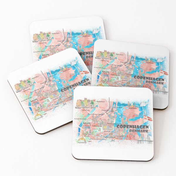 Item preview, Copenhagen Denmark Illustrated Map with Main Roads Landmarks and Highlights designed and sold by artshop77.