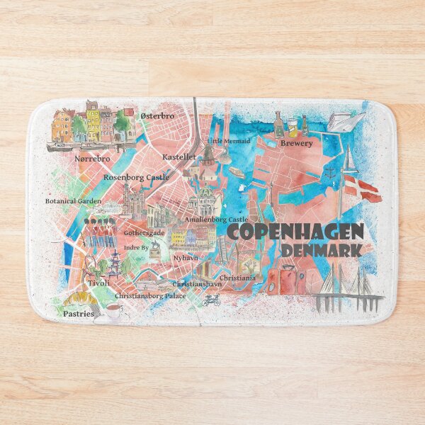 Item preview, Copenhagen Denmark Illustrated Map with Main Roads Landmarks and Highlights designed and sold by artshop77.
