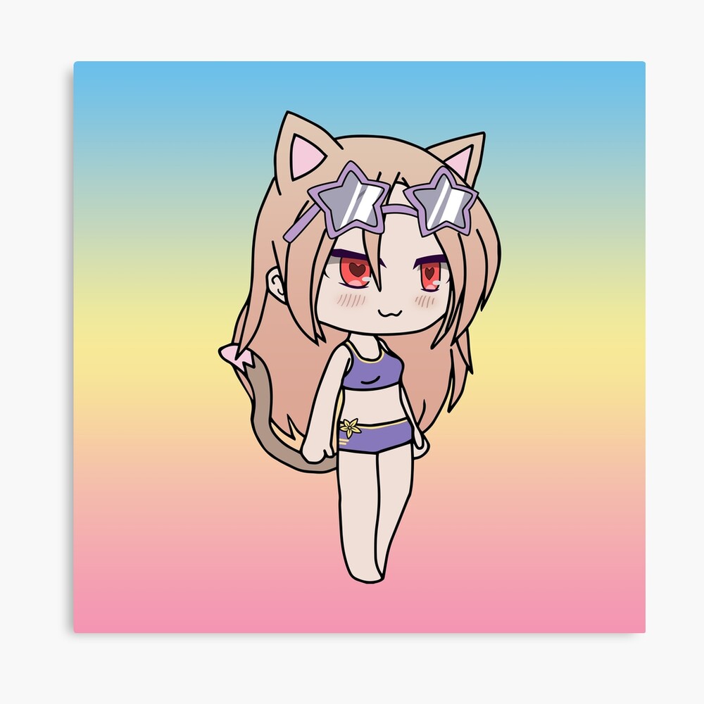 Lámina metálica «Gacha Life Cute Gacha Neko Girl Karin en traje de baño» de  uwu-kitty | Redbubble