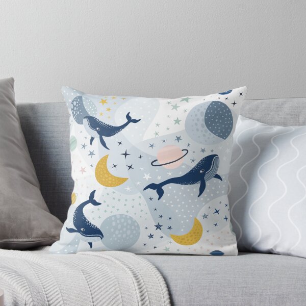 Item preview, Whimsical space whales on white designed and sold by Handypanda.