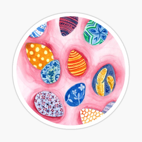 Easter Egg Watercolor Pattern Sticker
