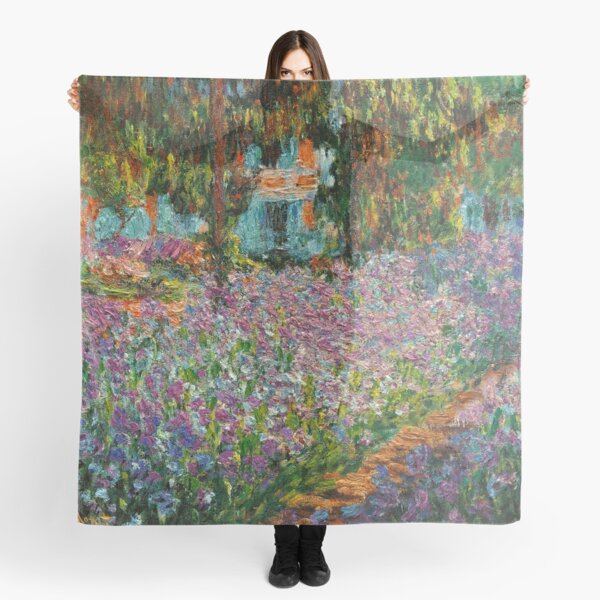 Irises In Monet's Garden At Giverny by Claude Monet Scarf