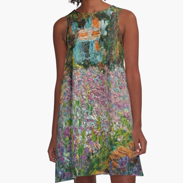 Irises In Monet's Garden At Giverny by Claude Monet A-Line Dress