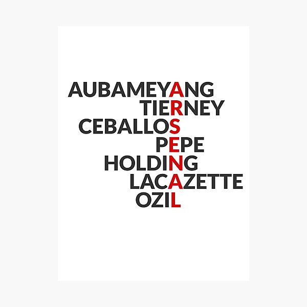 Artikelvorschau, Arsenal 2019/20: geschrieben mit Spielernamen entworfen und verkauft von amzyydoodles.