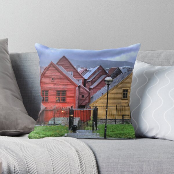 The Back of Bryggen.. Throw Pillow