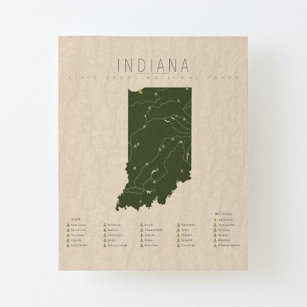 Indiana Parks Canvas Mounted Print