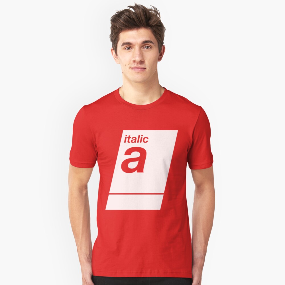 italic white Slim Fit T-Shirt