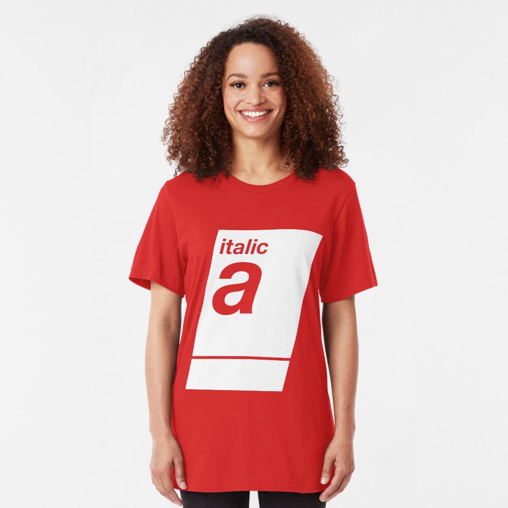 italic white Slim Fit T-Shirt