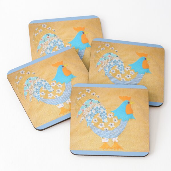 Item preview, Yellow and Blue Floral Patchwork Rooster designed and sold by Sarah  Rajkotwala.