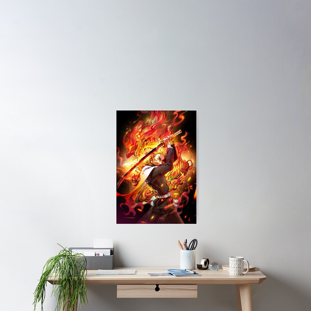 Kyojuro Rengoku - Demon Slayer Kimetsu no Yaiba The flame Kyojuro Rengoku pillar Poster