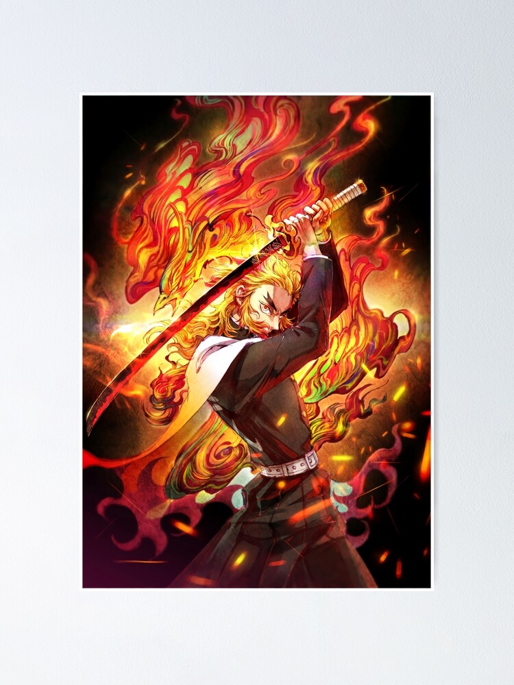 Alternate view of Kyojuro Rengoku - Demon Slayer Kimetsu no Yaiba The flame Kyojuro Rengoku pillar Poster
