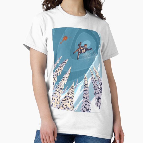 Aperçu de l'œuvre art d'affiche de ski d'héliski de sauteur à ski rétro créée et vendue par SFDesignstudio.