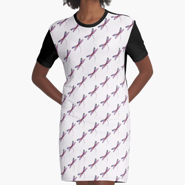 Dragonfly Charm Graphic T-Shirt Dress