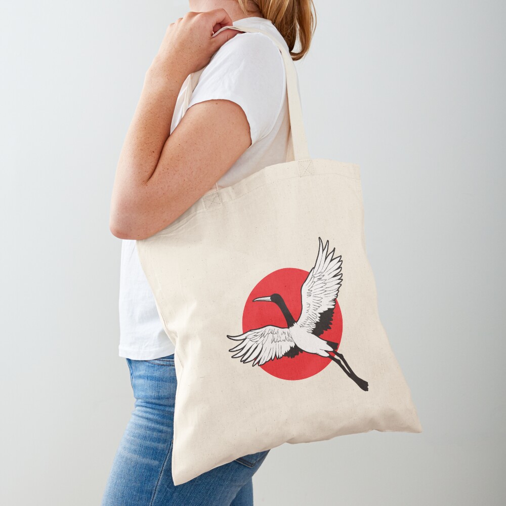Double Sided Japanese Crane Birds and Greek mythology goddess high quality tote bag