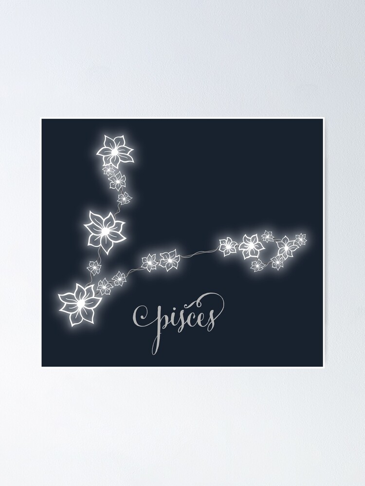 Pisces Zodiac Constellation Labeled Poster