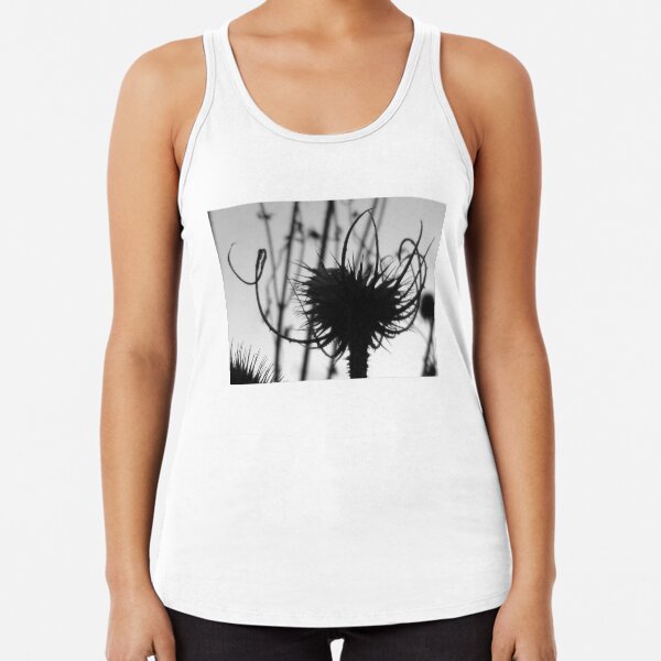 Teasel head (B&W detail) Racerback Tank Top